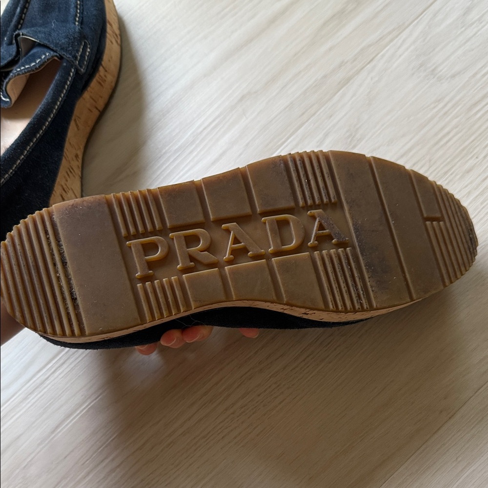 Prada Women's Navy Suede Loafers - Picture 8 of 13